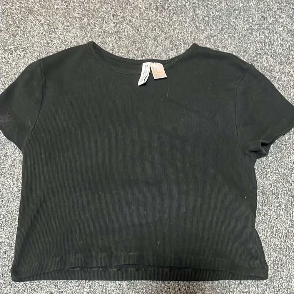 H&M Divided Black Ribbed Crop Top